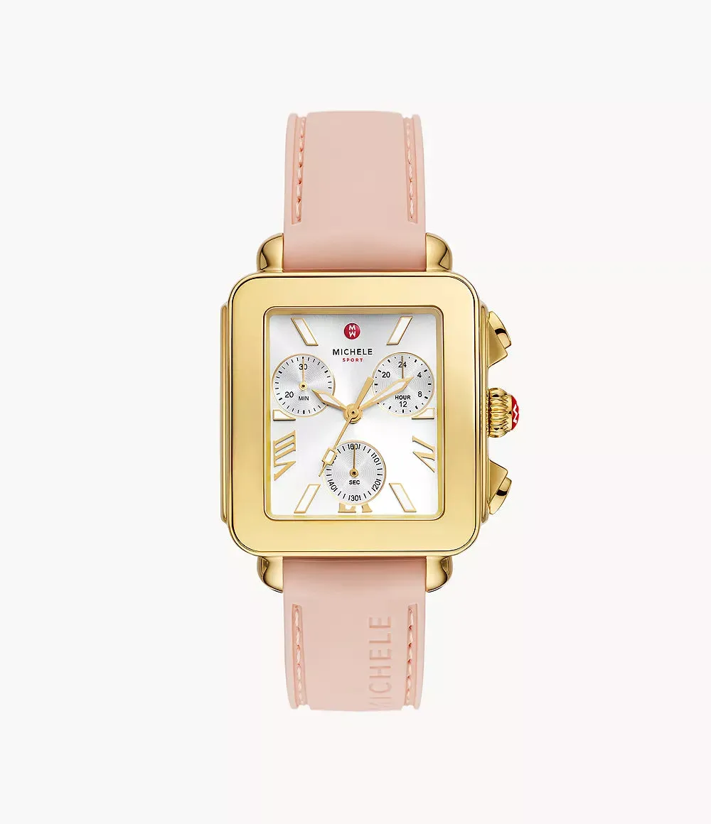 MICHELE Deco Sport 36mm Chronograph Pink Strap Women's Watch MWW06K000072