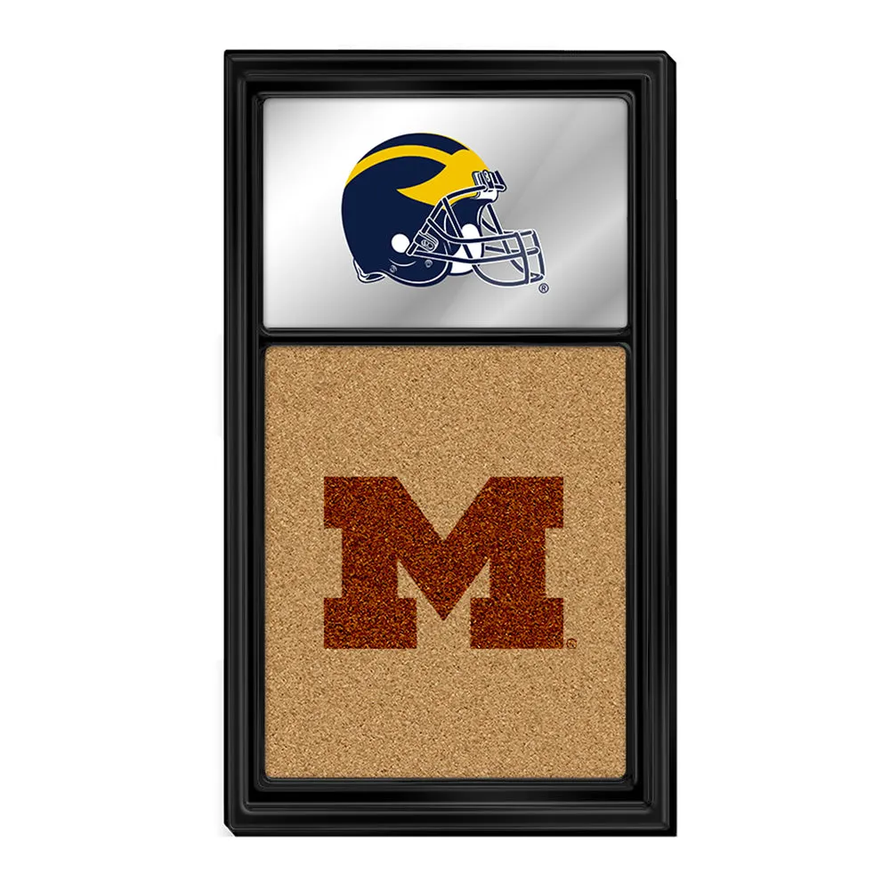Michigan Wolverines: Dual Logo - Mirrored Cork Note Board