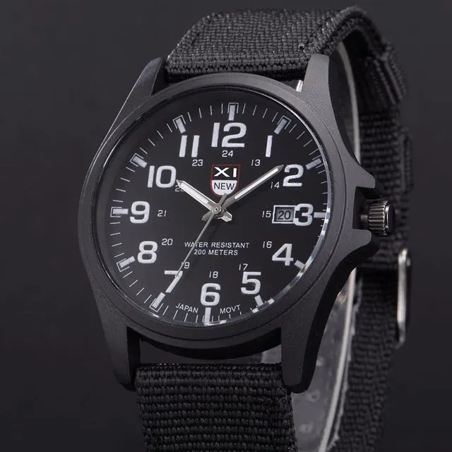 Military Canvas Strap Watch