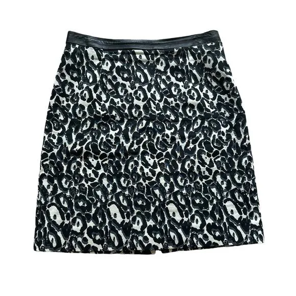 Milly black &amp; cream animal print pencil skirt size 10