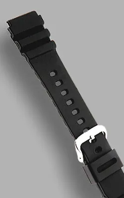MilSpec Black Polyurethane Sport Dive Strap, Classic Triple Rib Design, 22 mm