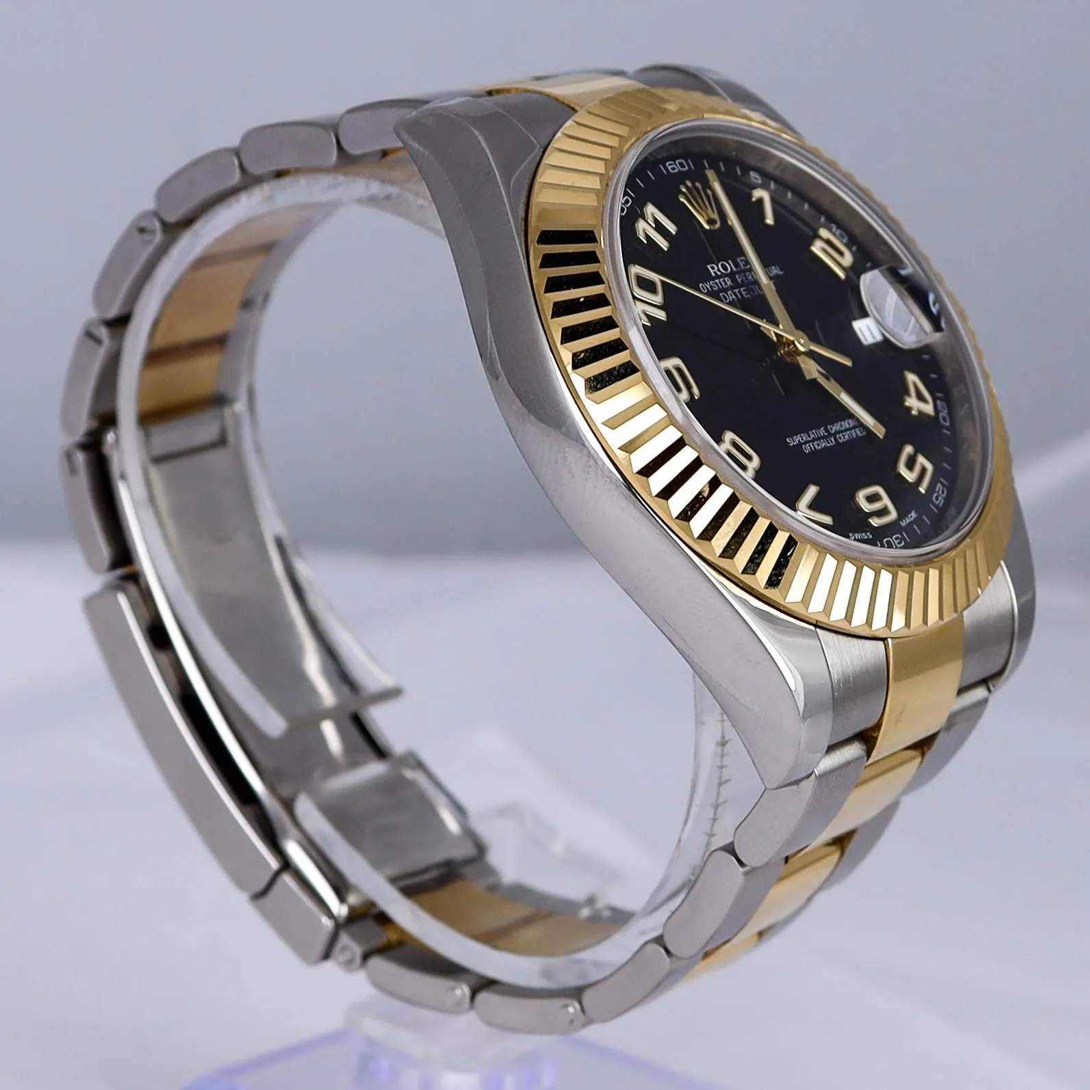 MINT 2011 Rolex Datejust II 41mm Black Roman 116333 Two-Tone Yellow Gold Steel