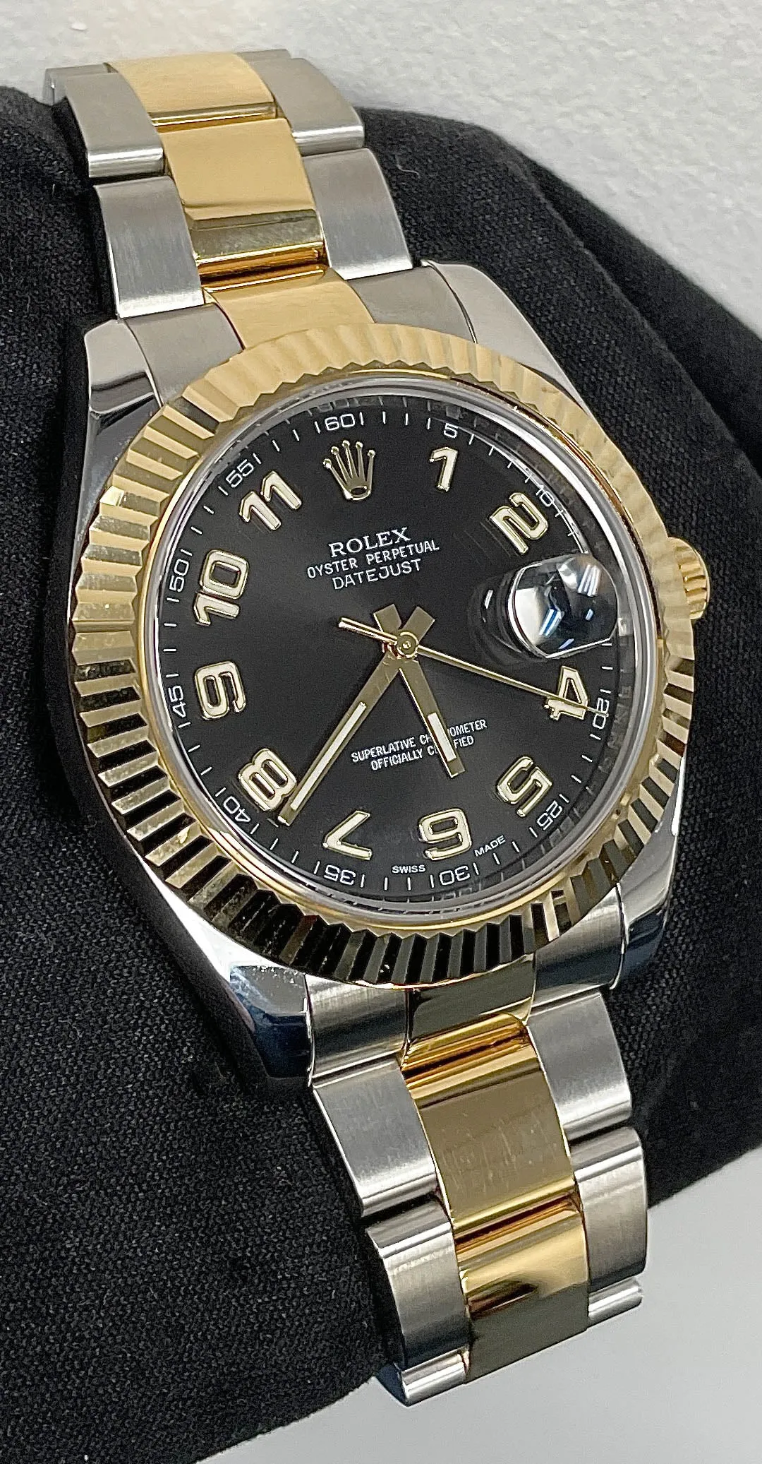MINT 2011 Rolex Datejust II 41mm Black Roman 116333 Two-Tone Yellow Gold Steel