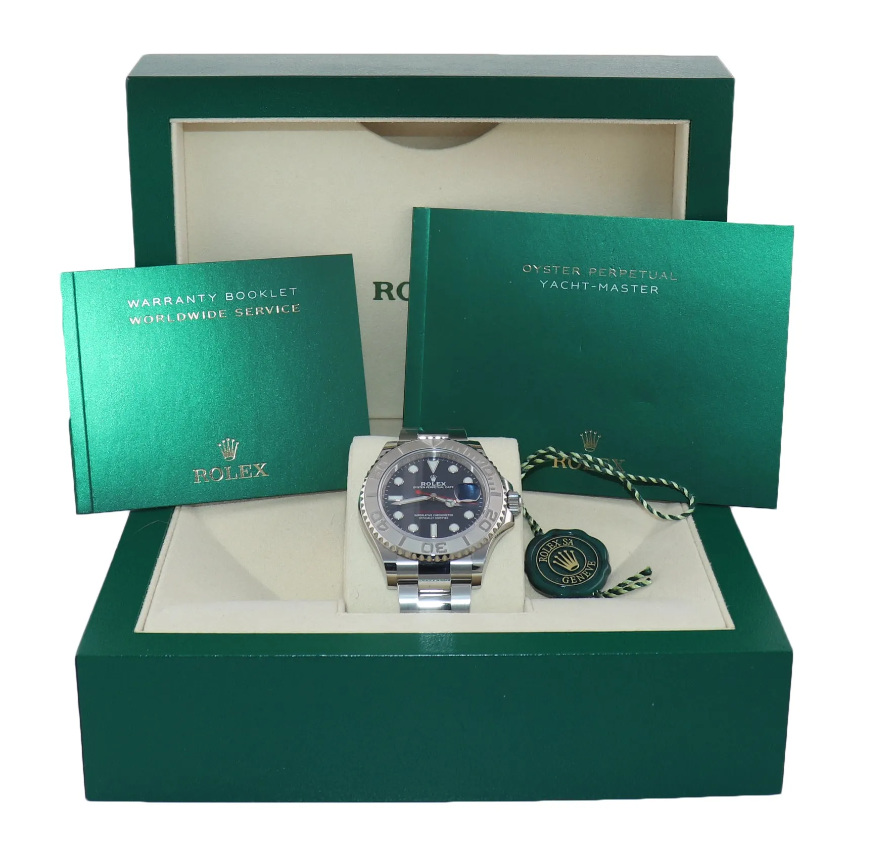 MINT 2022 Rolex Yacht-Master 126622 Steel Platinum Blue Dial Watch Box
