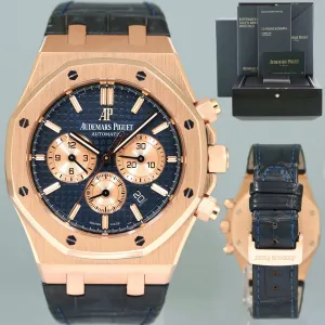 MINT PAPERS Audemars Piguet Royal Oak Blue Dial Chrono Rose Gold 26331OR Watch