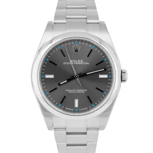 MINT Rolex Oyster Perpetual 39mm RHODIUM Stainless Steel Automatic Watch 114300