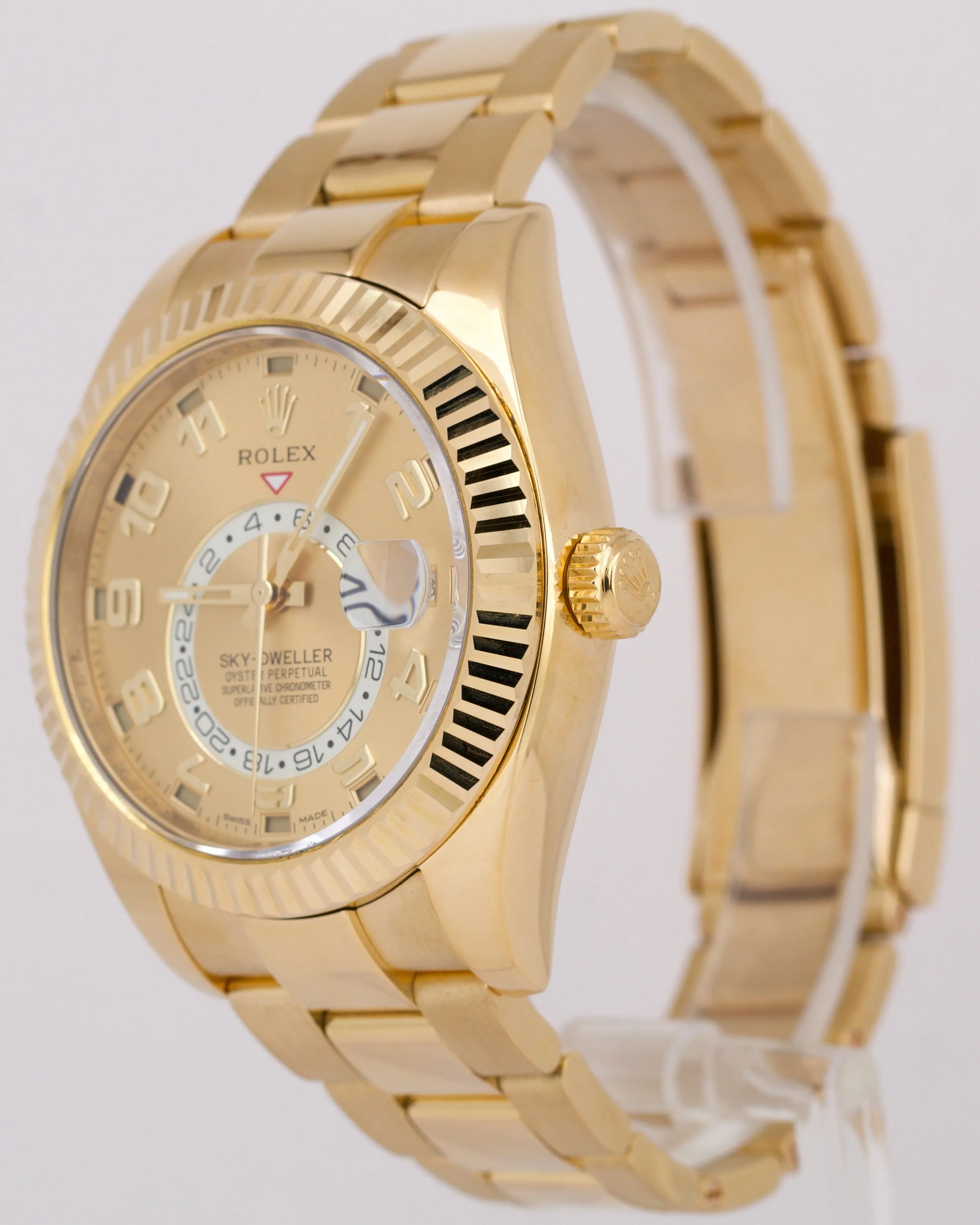 MINT Rolex Sky-Dweller CHAMPAGNE ARABIC 18K Yellow Gold Oyster 42mm Watch 326938