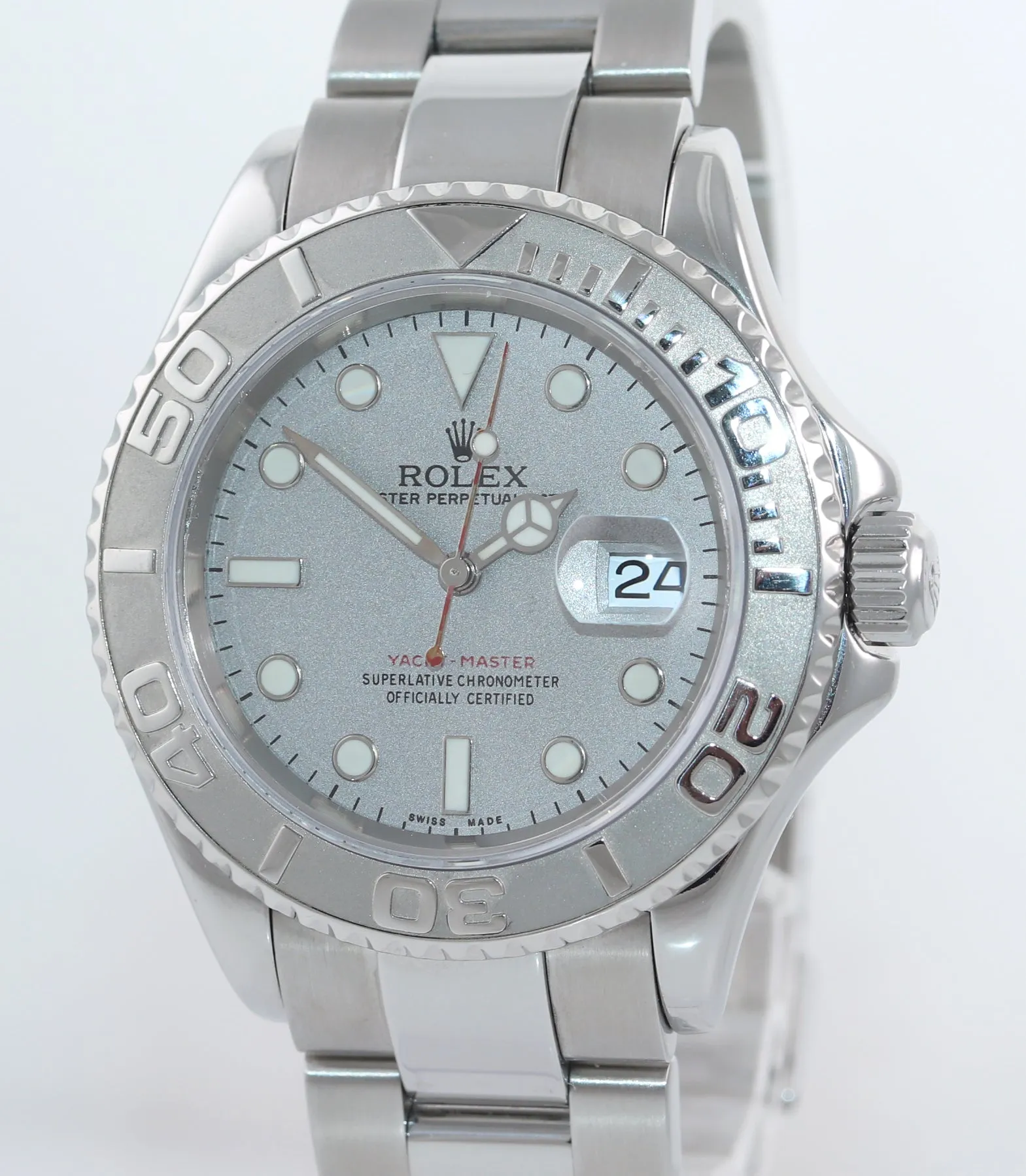 MINT Rolex Yacht-Master 16622 Steel Platinum Dial Bezel 40mm Watch Box