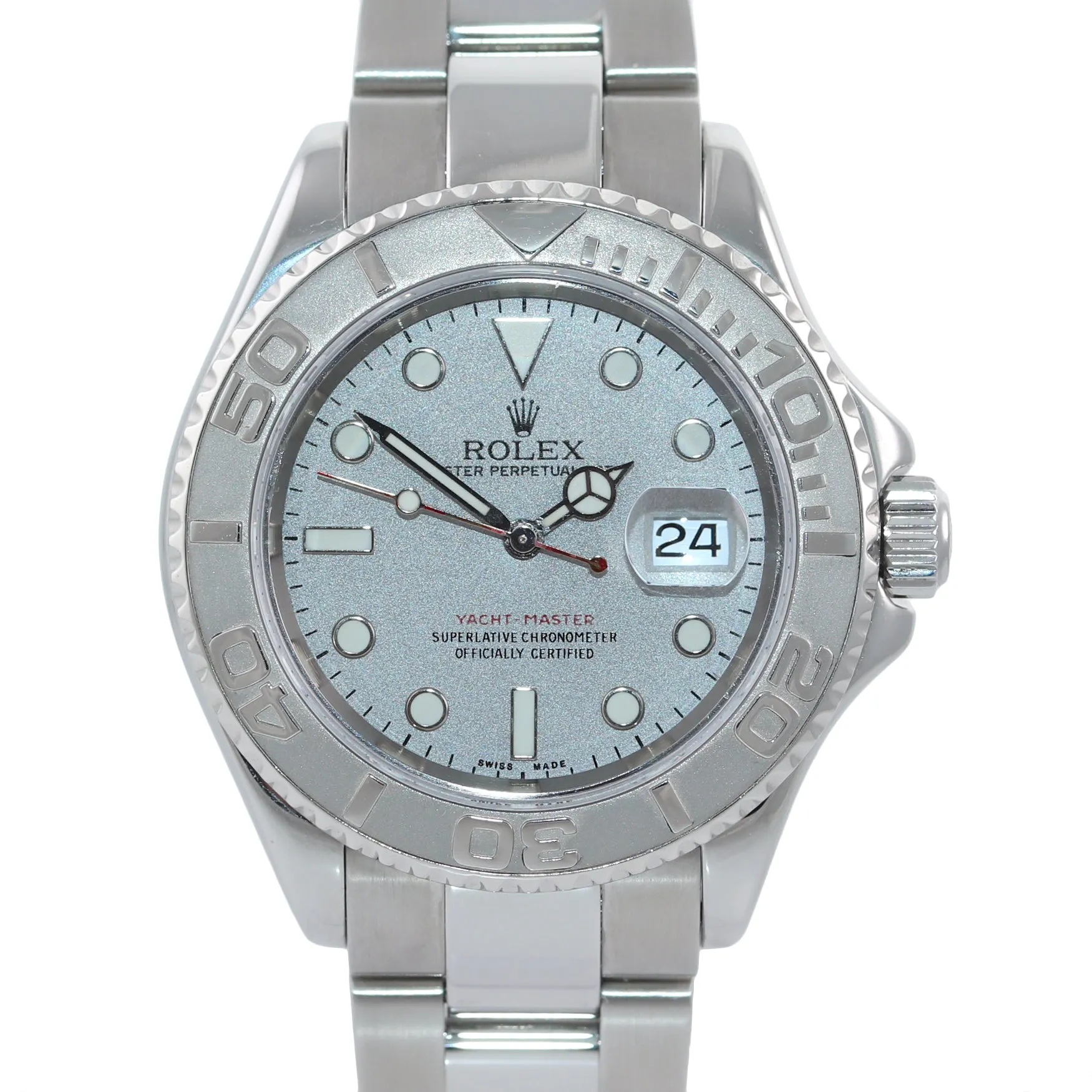 MINT Rolex Yacht-Master 16622 Steel Platinum Dial Bezel 40mm Watch Box