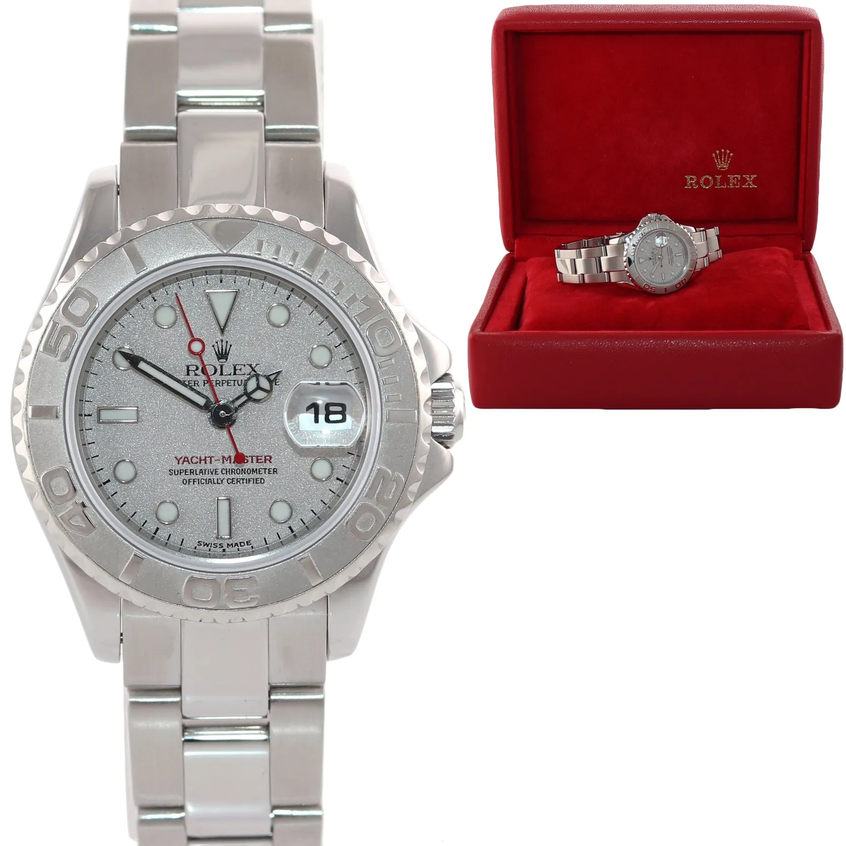 MINT Rolex Yacht-Master 169622 Steel Platinum Dial Rolesium 29mm Watch Box