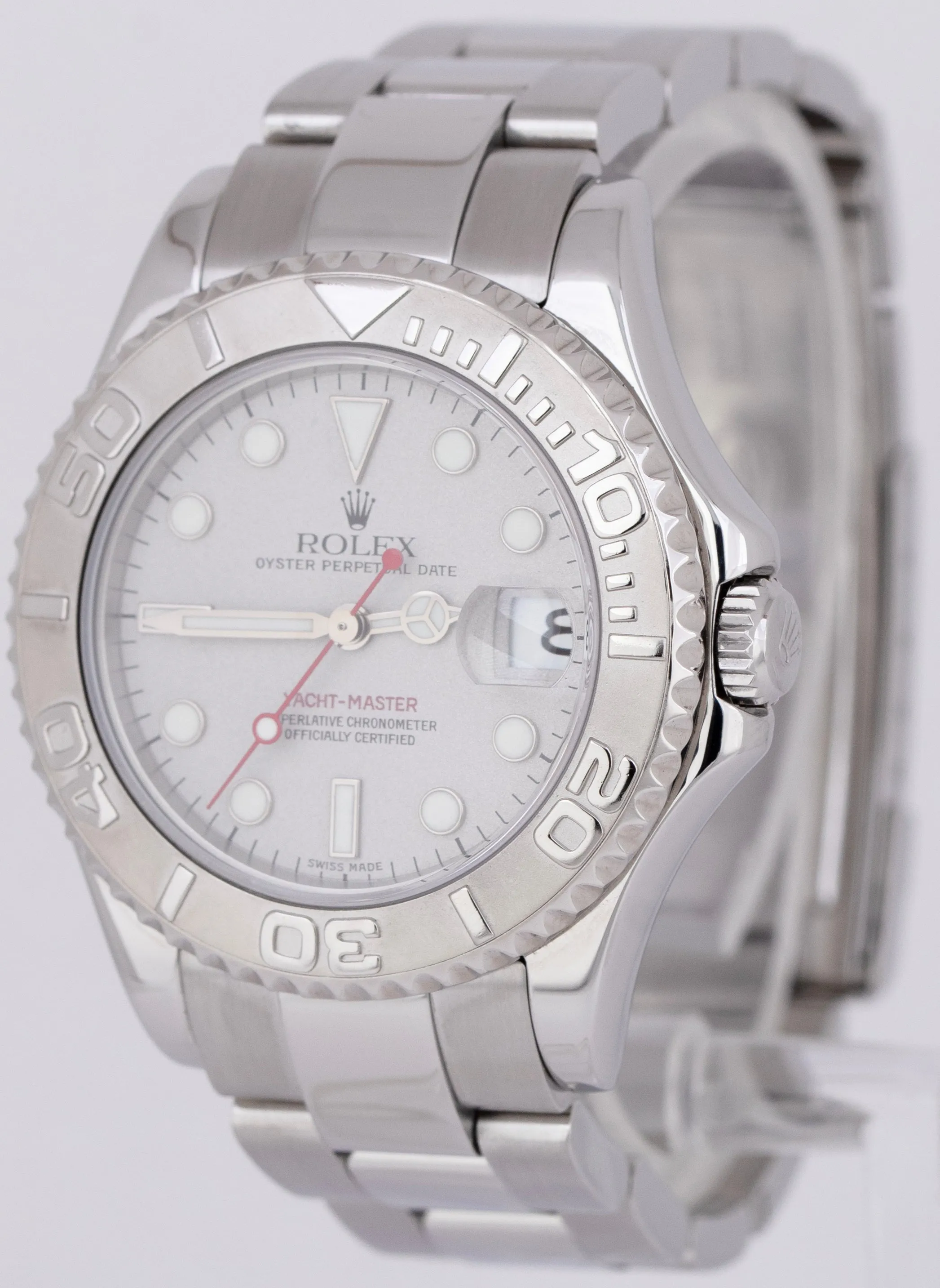 MINT Rolex Yacht-Master Mid-Size Platinum Stainless Steel 35mm 168622 Date Watch