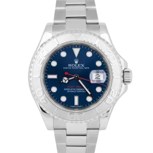 MINT Rolex Yacht-Master Platinum BLUE 40mm Stainless Steel Watch 116622 BOX