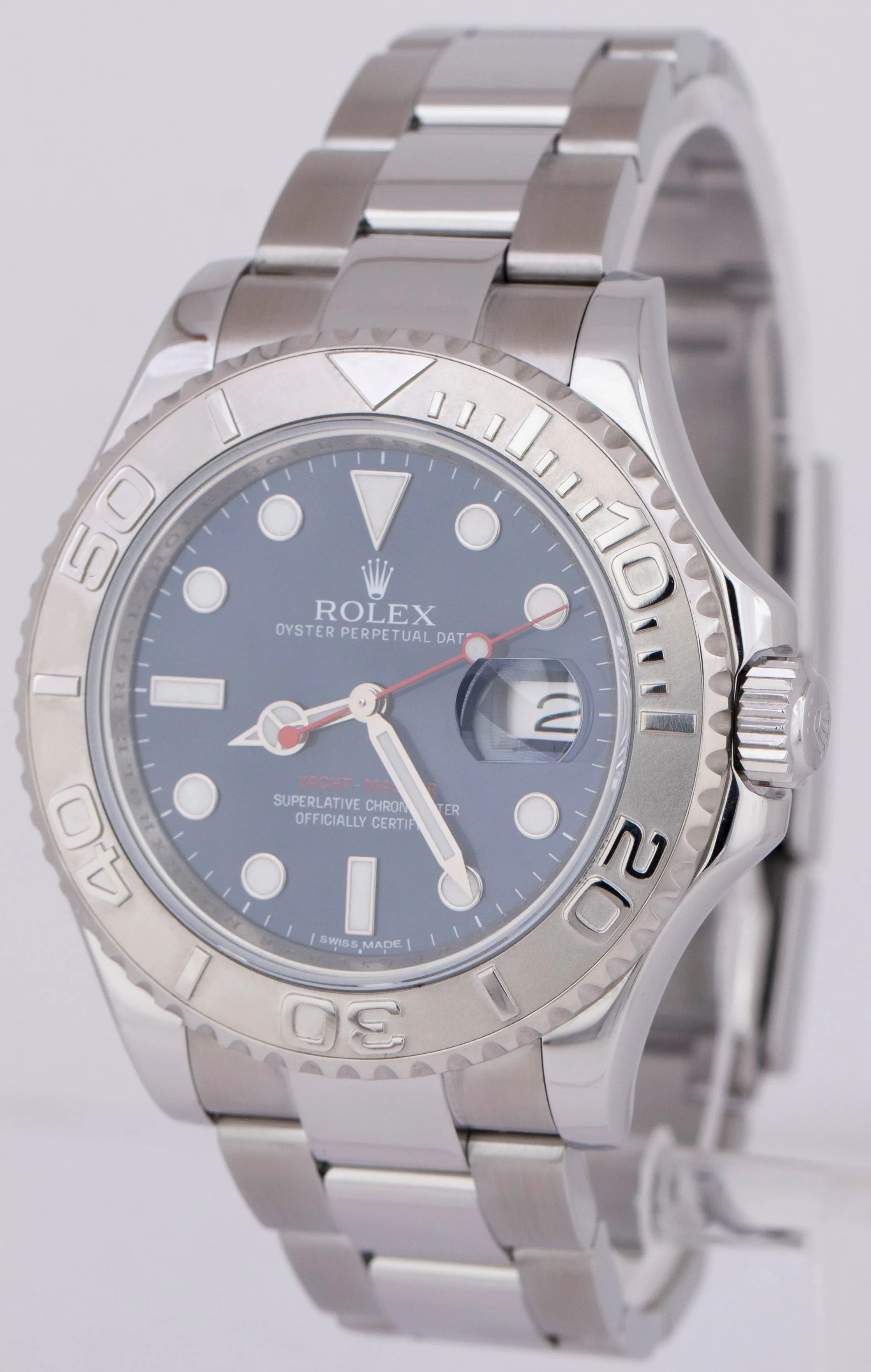MINT Rolex Yacht-Master Platinum BLUE 40mm Stainless Steel Watch 116622 BOX
