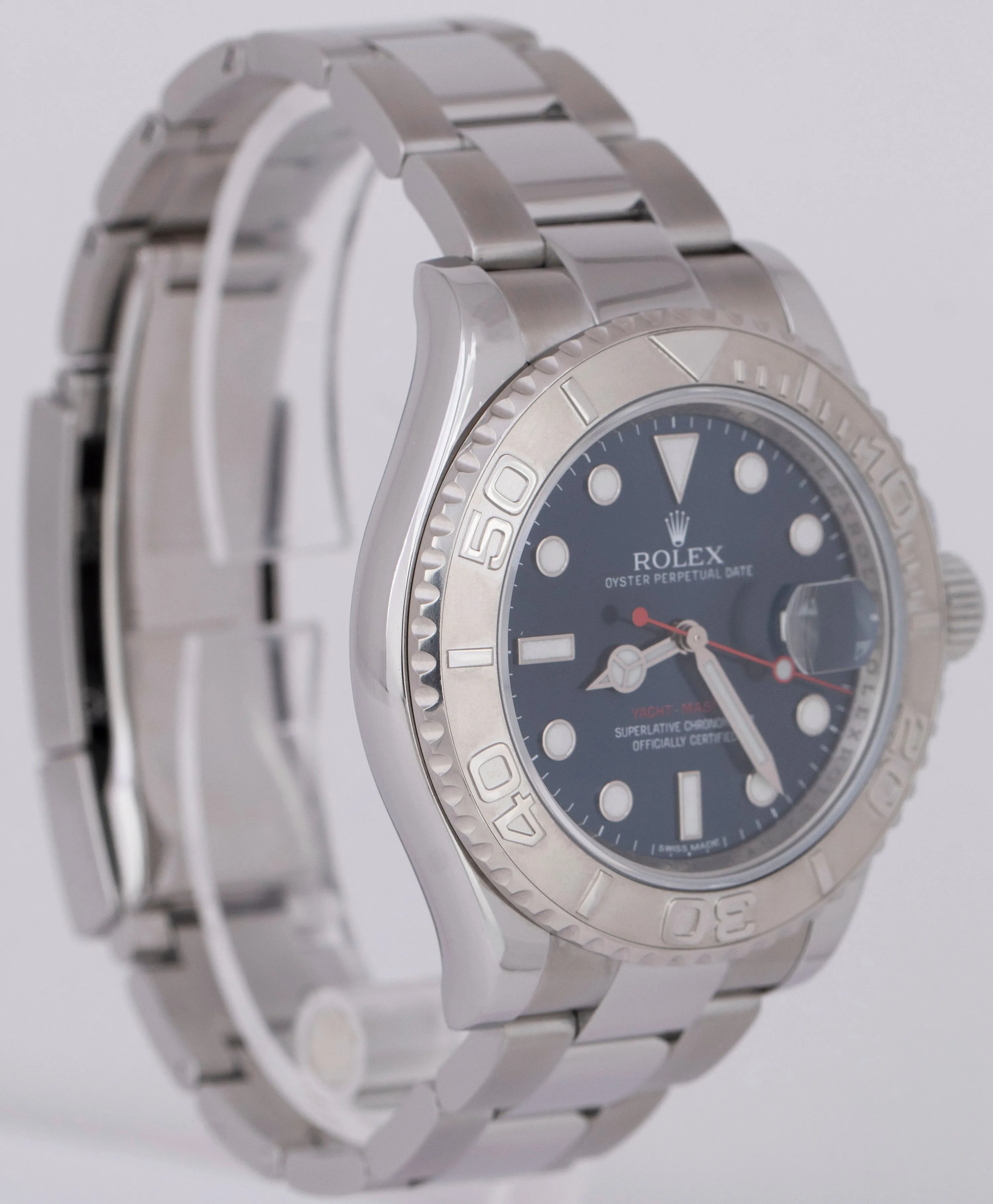 MINT Rolex Yacht-Master Platinum BLUE 40mm Stainless Steel Watch 116622 BOX