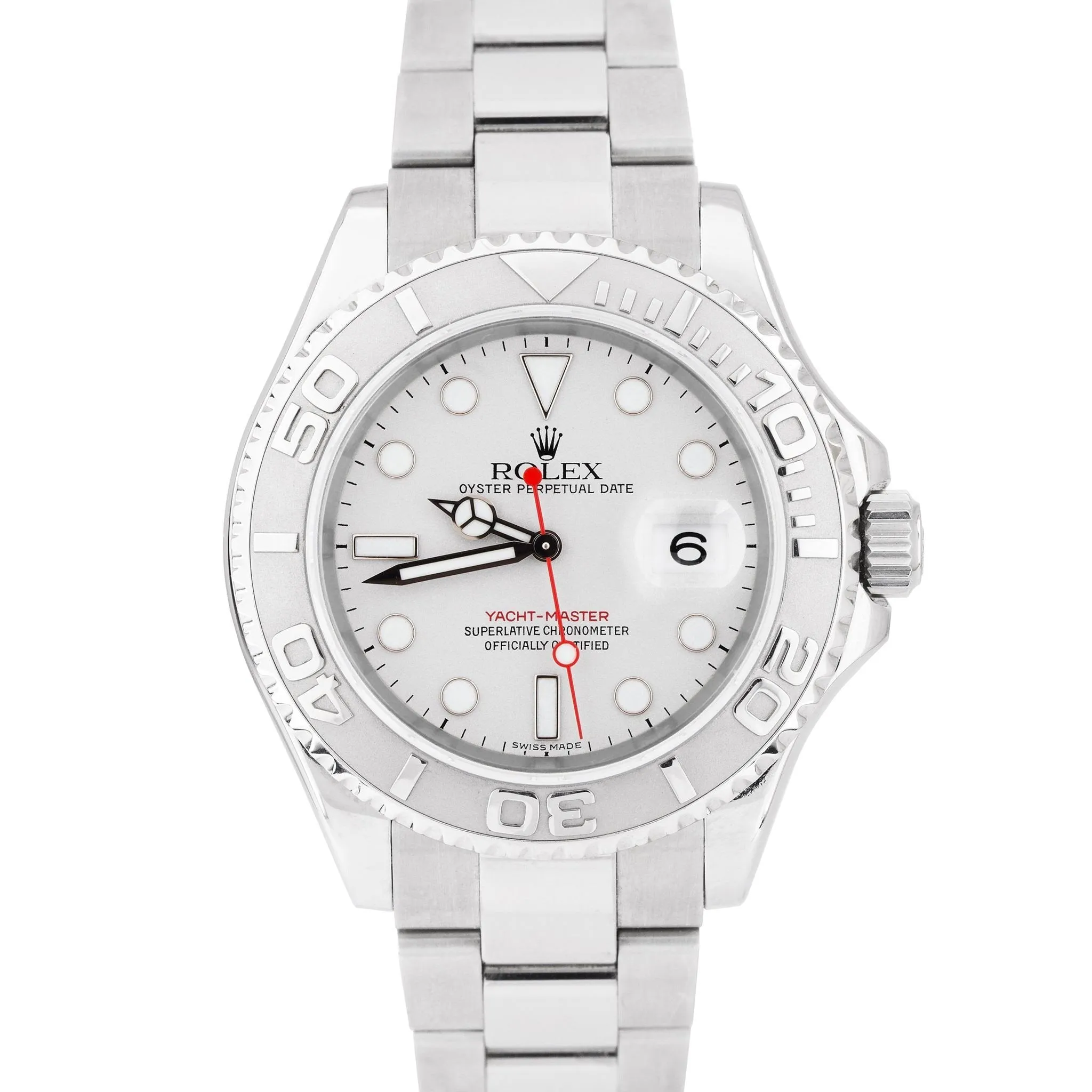 MINT Rolex Yacht-Master Stainless Steel Platinum 40mm Swiss Date Watch 16622