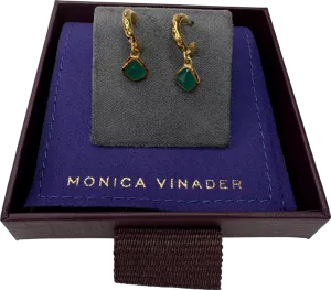 Monica Vinader Siren 14k Solid Gold And Emerald Gemstone Mini Huggie Earrings