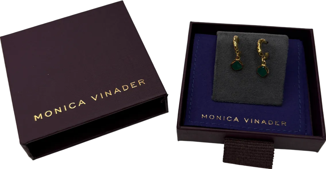 Monica Vinader Siren 14k Solid Gold And Emerald Gemstone Mini Huggie Earrings