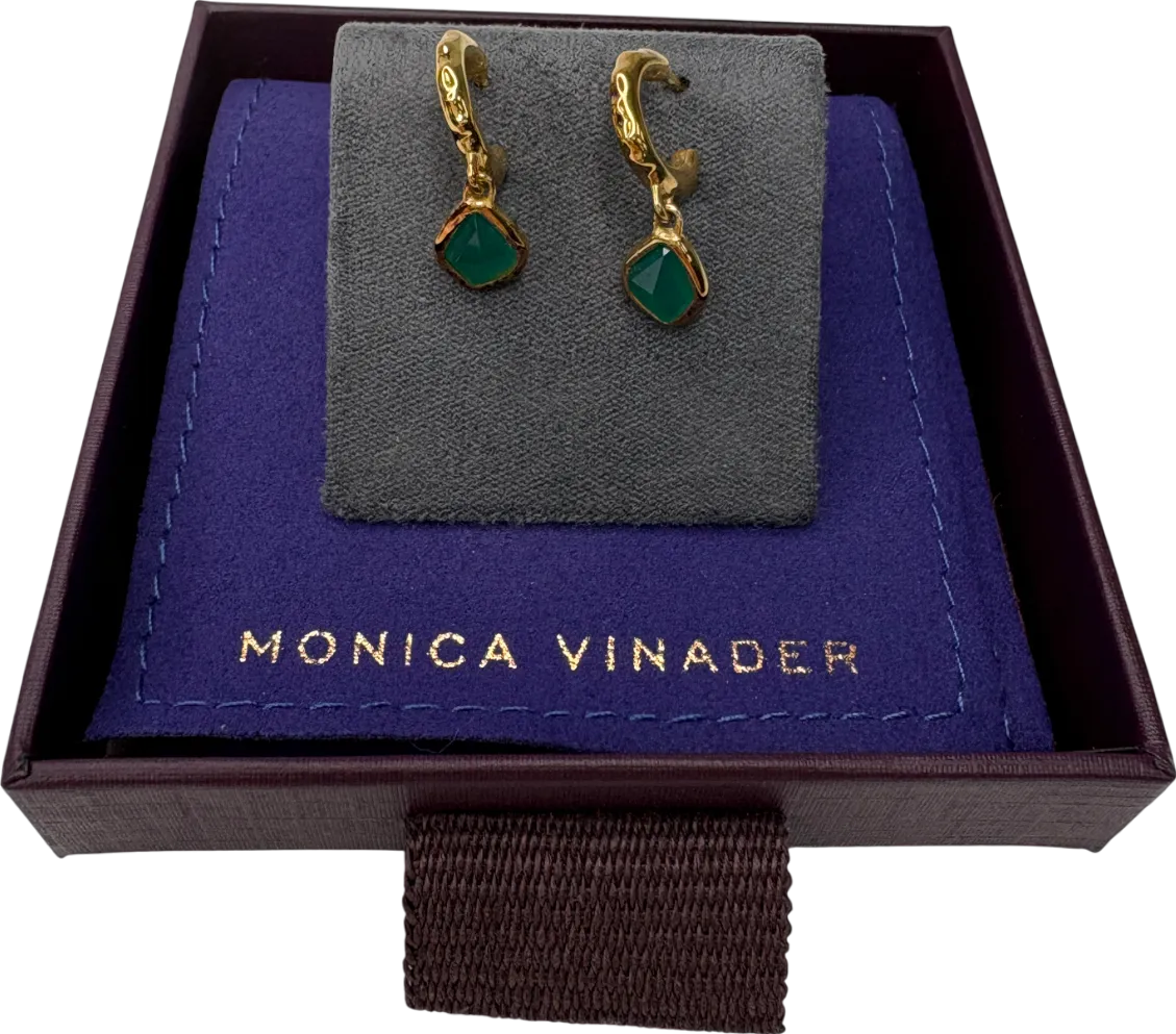 Monica Vinader Siren 14k Solid Gold And Emerald Gemstone Mini Huggie Earrings