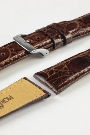 Morellato MOMBASA Genuine Crocodile Watch Strap in DARK BROWN