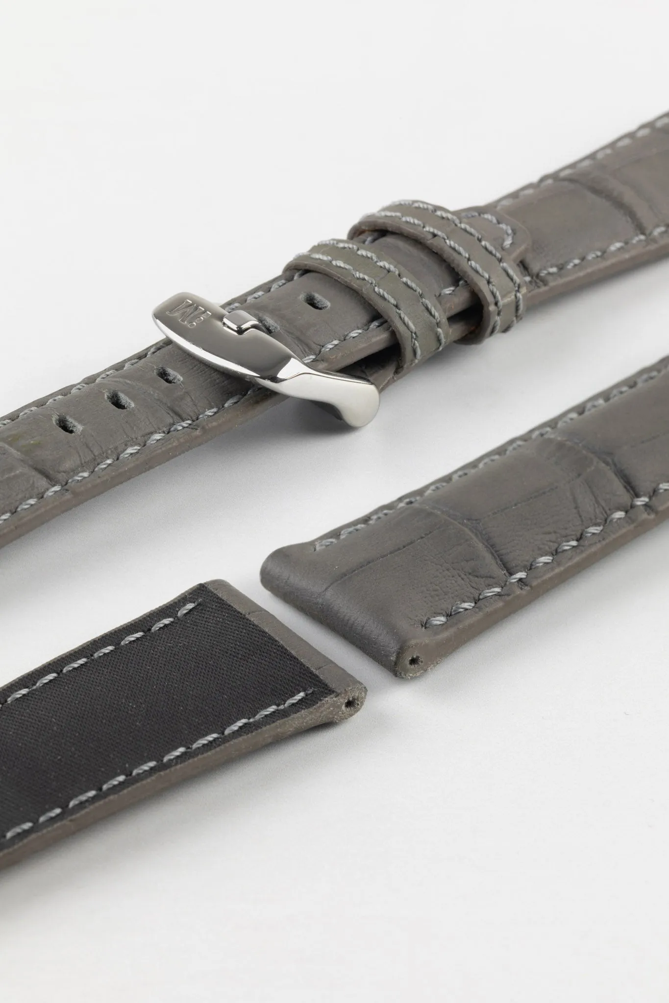 Morellato SOCCER Alligator-Embossed Calfskin Leather Watch Strap in GREY