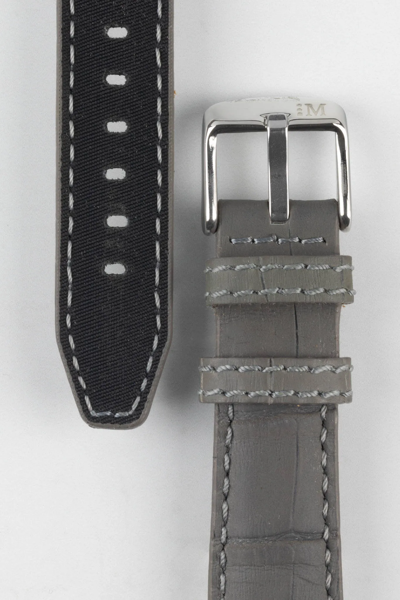 Morellato SOCCER Alligator-Embossed Calfskin Leather Watch Strap in GREY
