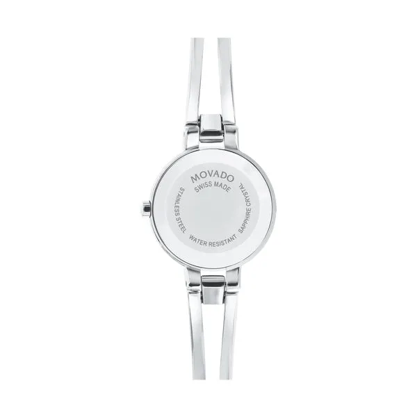 Movado Amarosa Ladies Silver Tone Black Dial Watch