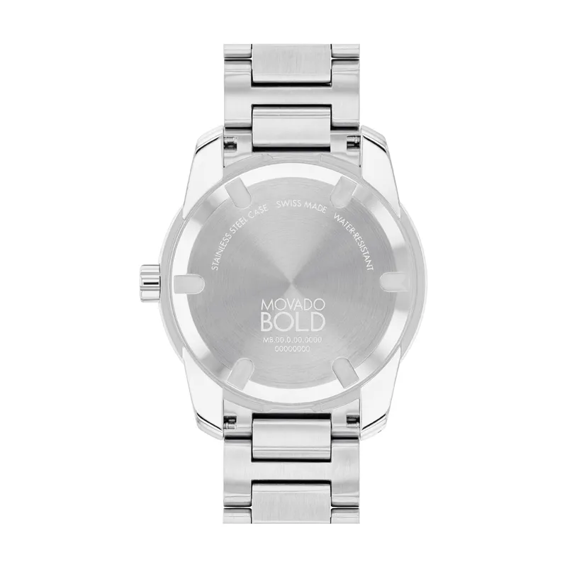 Movado Bold Verso Mens Stainless Steel Gold Tone Dial Watch
