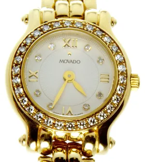 Movado Brileti 14k Gold & Diamond Watch