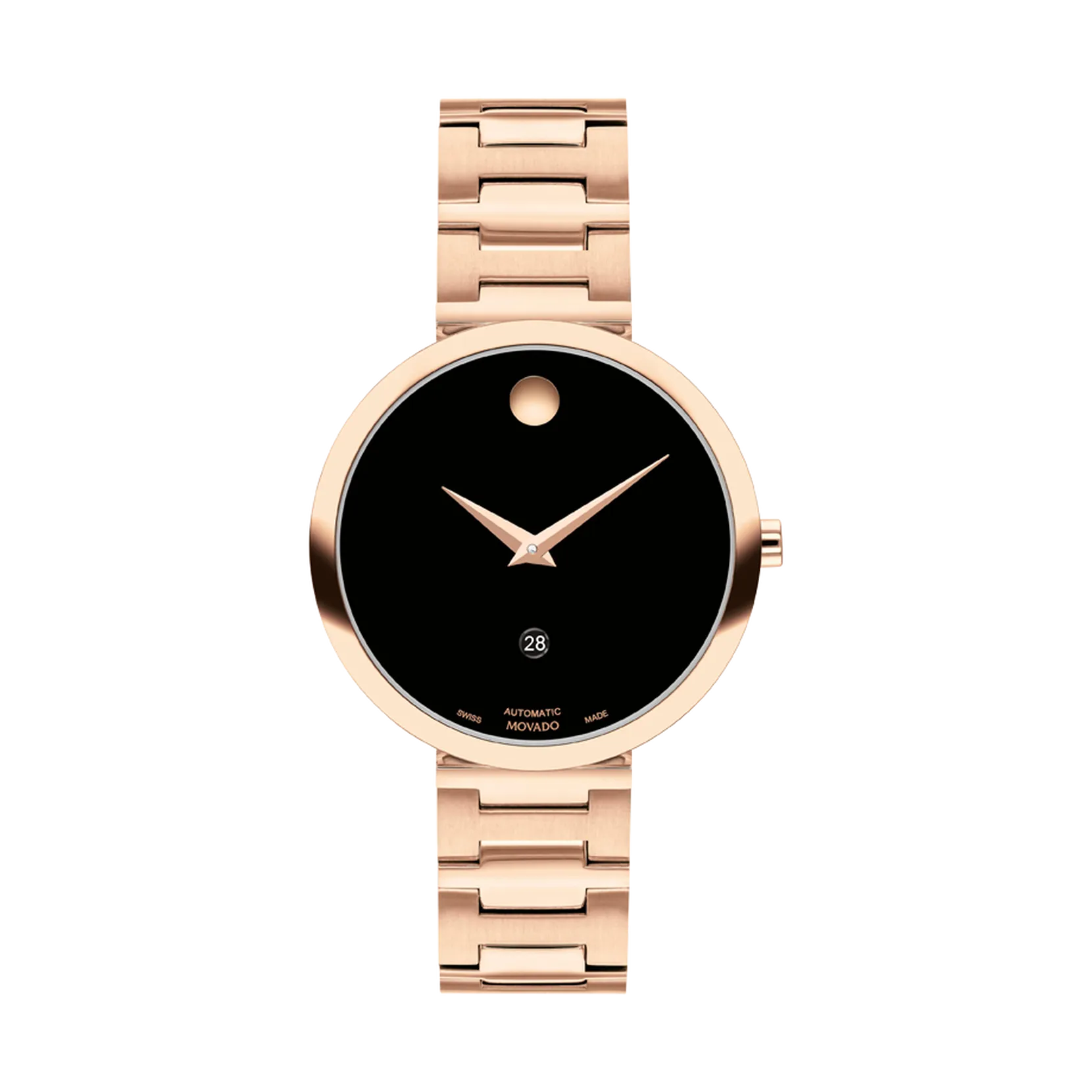 Movado Museum Classic Automatic Ladies Rose Tone Black Dial Watch