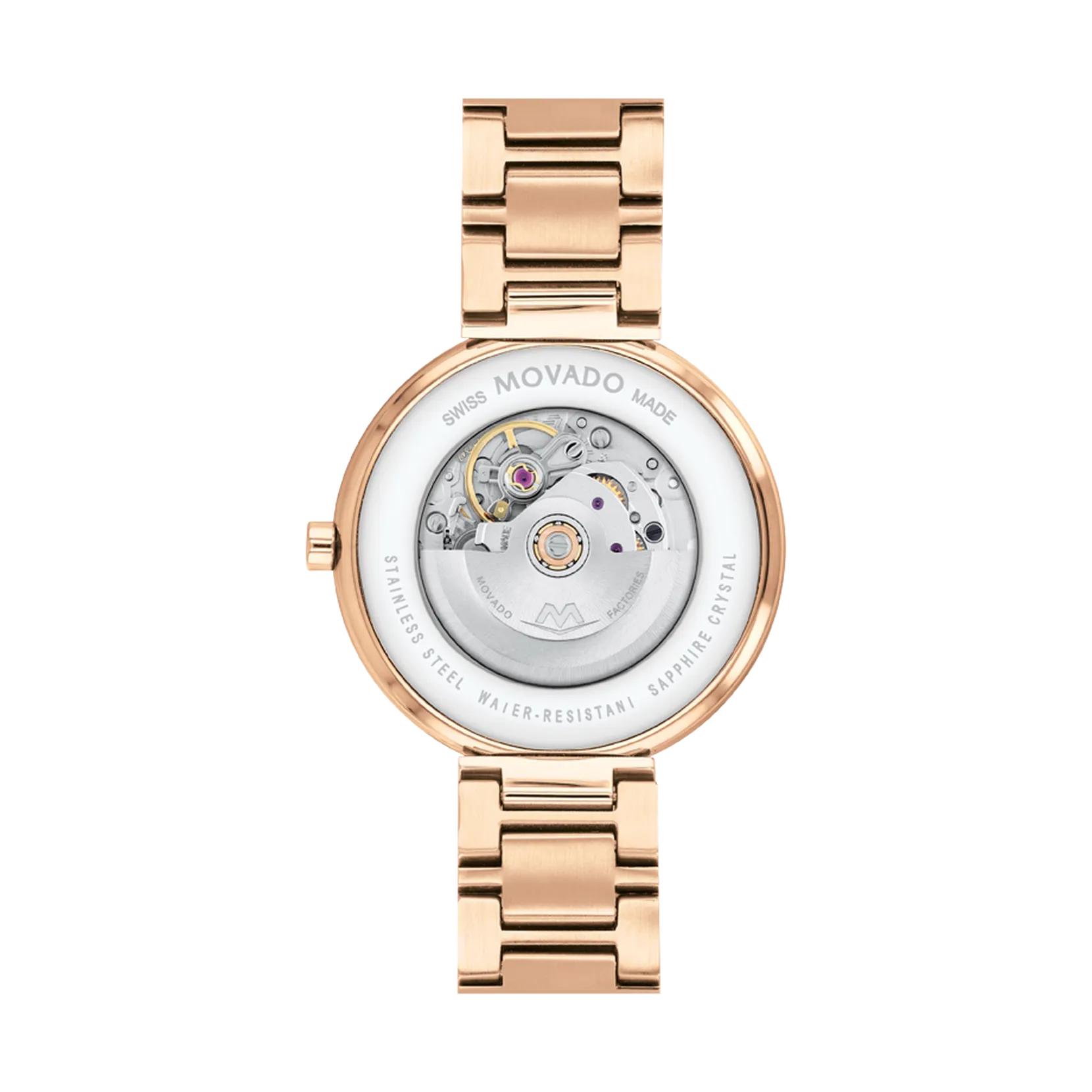 Movado Museum Classic Automatic Ladies Rose Tone Black Dial Watch