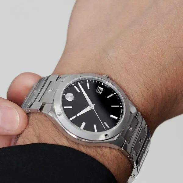 Movado SE Mens Stainless Steel Black Dial Watch