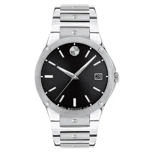 Movado SE Mens Stainless Steel Black Dial Watch