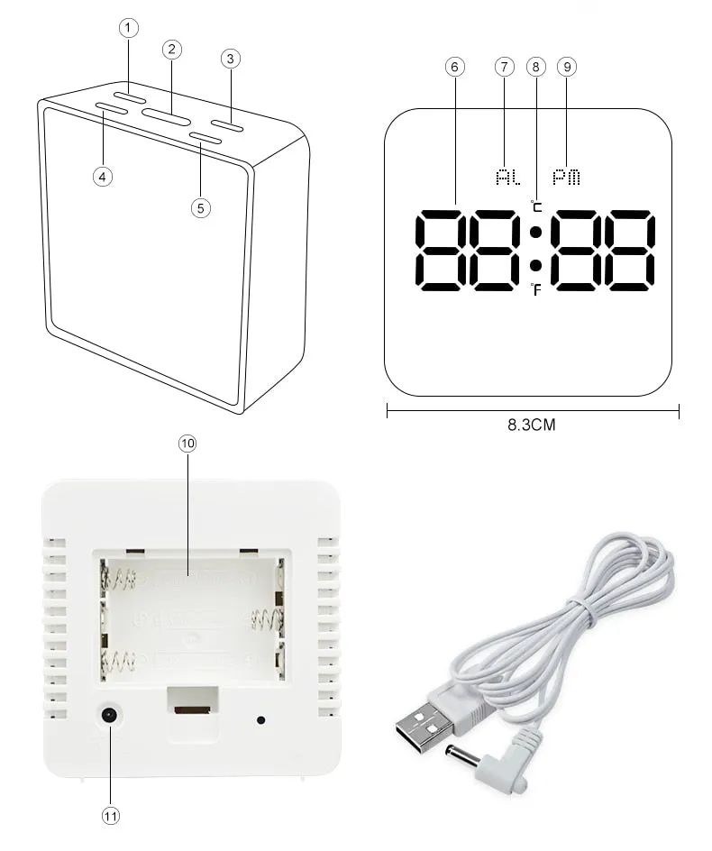 Multi-Function LED Table Clock Digital Modern Mirror Alarm Clocks