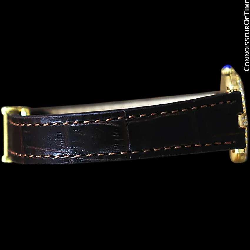 Must De Cartier Vendome Ladies Vermeil Watch with Chocoloate Brown Dial - 18K Gold Over Sterling Silver with Diamonds