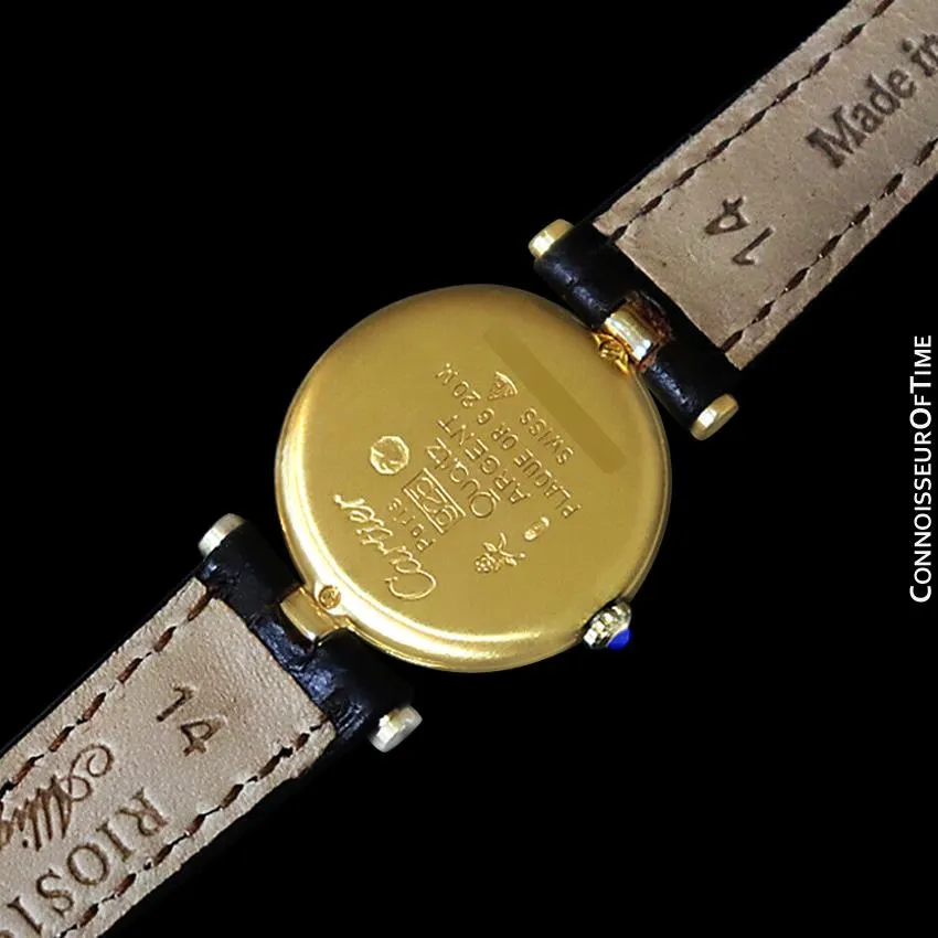 Must De Cartier Vendome Ladies Vermeil Watch with Chocoloate Brown Dial - 18K Gold Over Sterling Silver with Diamonds