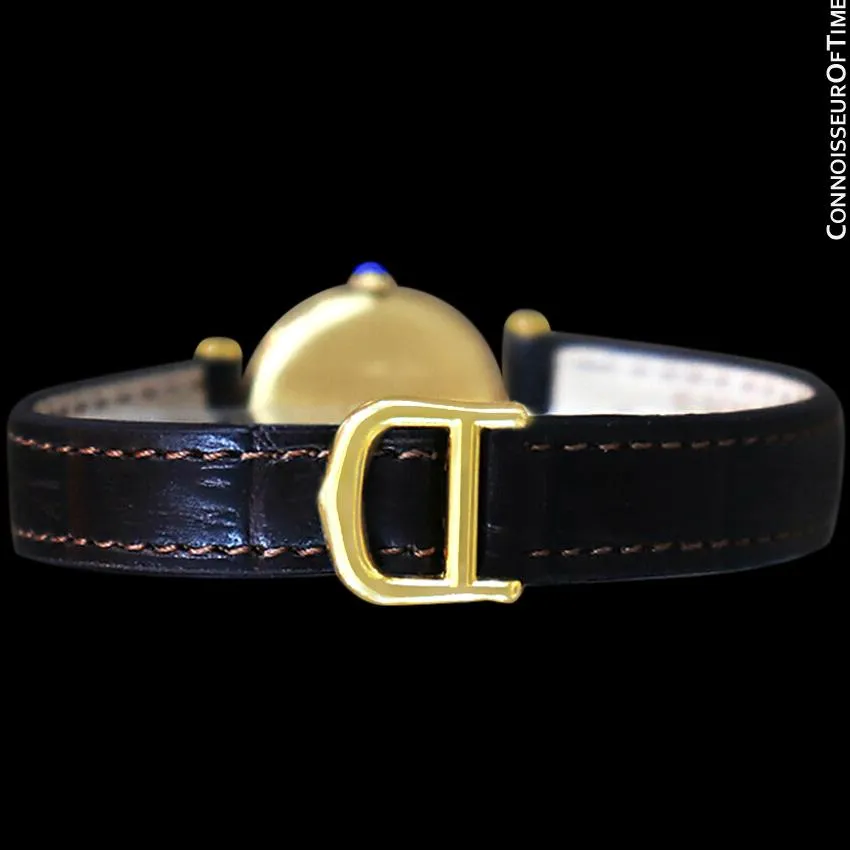 Must De Cartier Vendome Ladies Vermeil Watch with Chocoloate Brown Dial - 18K Gold Over Sterling Silver with Diamonds