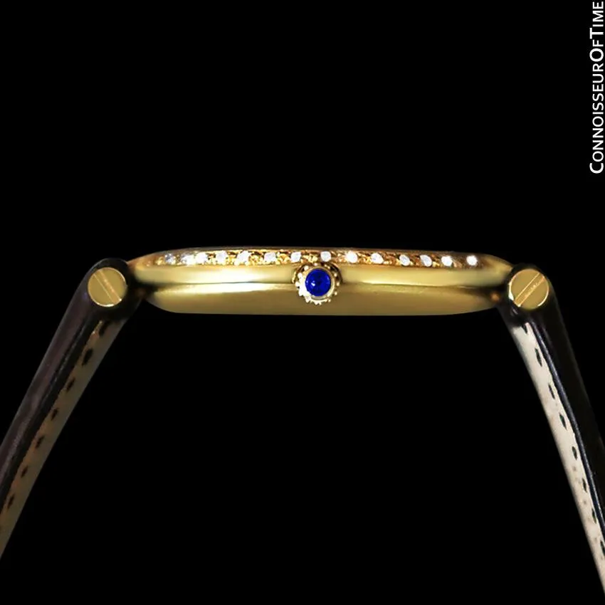 Must De Cartier Vendome Ladies Vermeil Watch with Chocoloate Brown Dial - 18K Gold Over Sterling Silver with Diamonds