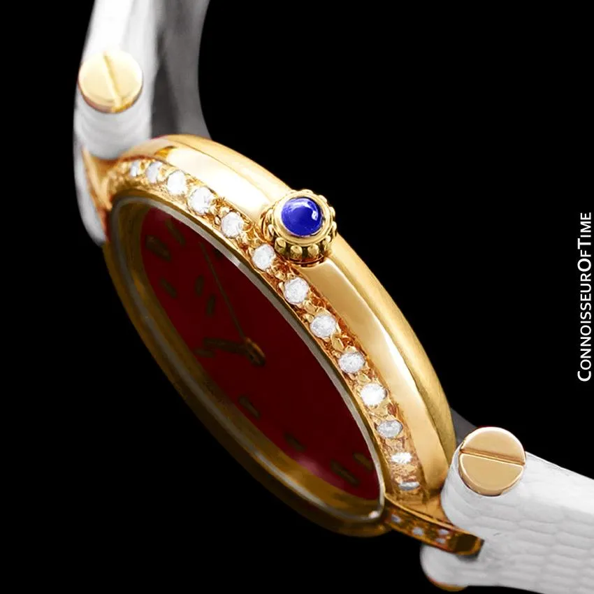 Must De Cartier Vendome Ladies Vermeil Wine Dial Watch - 18K Gold Over Sterling Silver with Diamonds