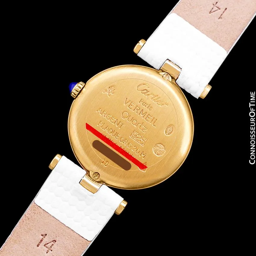 Must De Cartier Vendome Ladies Vermeil Wine Dial Watch - 18K Gold Over Sterling Silver with Diamonds