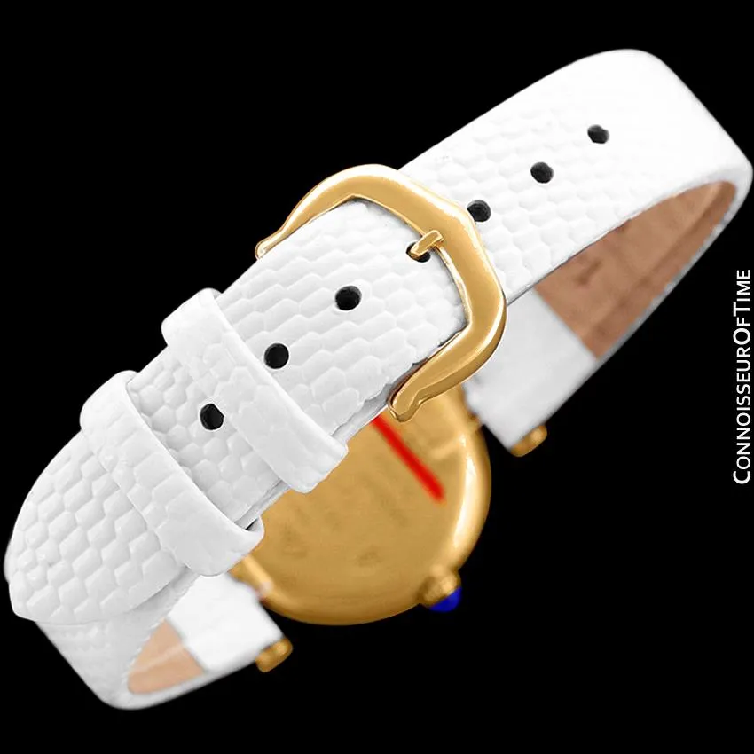 Must De Cartier Vendome Ladies Vermeil Wine Dial Watch - 18K Gold Over Sterling Silver with Diamonds