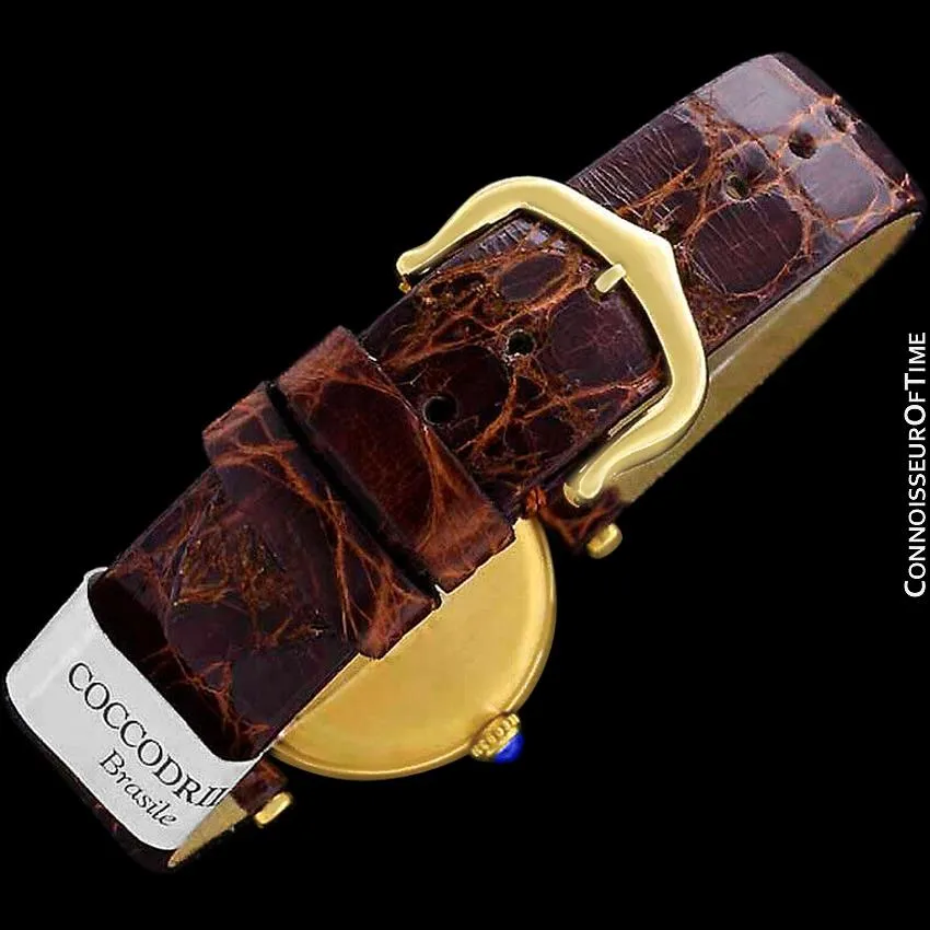 Must De Cartier Vendome Mens Midsize Unisex Vermeil Watch - 18K Gold Over Sterling Silver & Diamonds