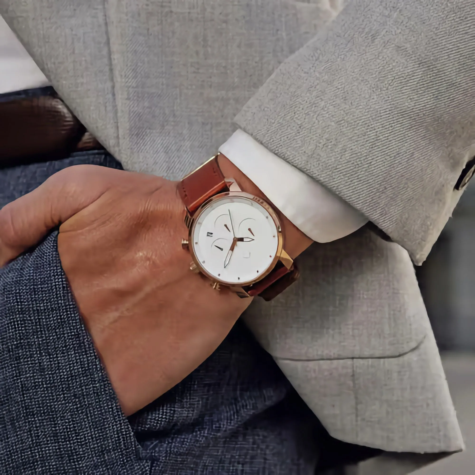 MVMT Chrono Rose Gold Natural Tan Men's watch
