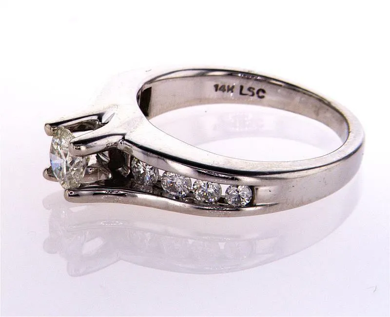 Natural Round Cut Diamond Engagement Ring H Color 0.75 CT 14k White Gold Size 5