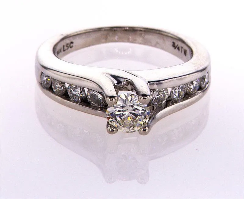 Natural Round Cut Diamond Engagement Ring H Color 0.75 CT 14k White Gold Size 5