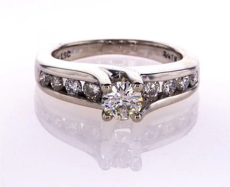 Natural Round Cut Diamond Engagement Ring H Color 0.75 CT 14k White Gold Size 5