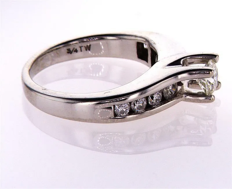 Natural Round Cut Diamond Engagement Ring H Color 0.75 CT 14k White Gold Size 5
