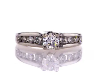 Natural Round Cut Diamond Engagement Ring H Color 0.75 CT 14k White Gold Size 5