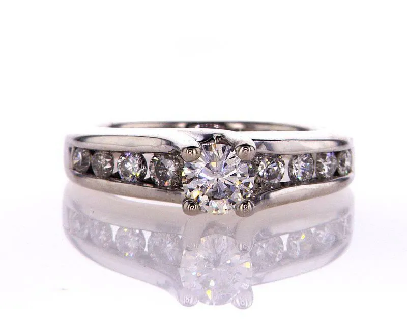 Natural Round Cut Diamond Engagement Ring H Color 0.75 CT 14k White Gold Size 5