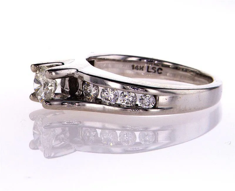 Natural Round Cut Diamond Engagement Ring H Color 0.75 CT 14k White Gold Size 5