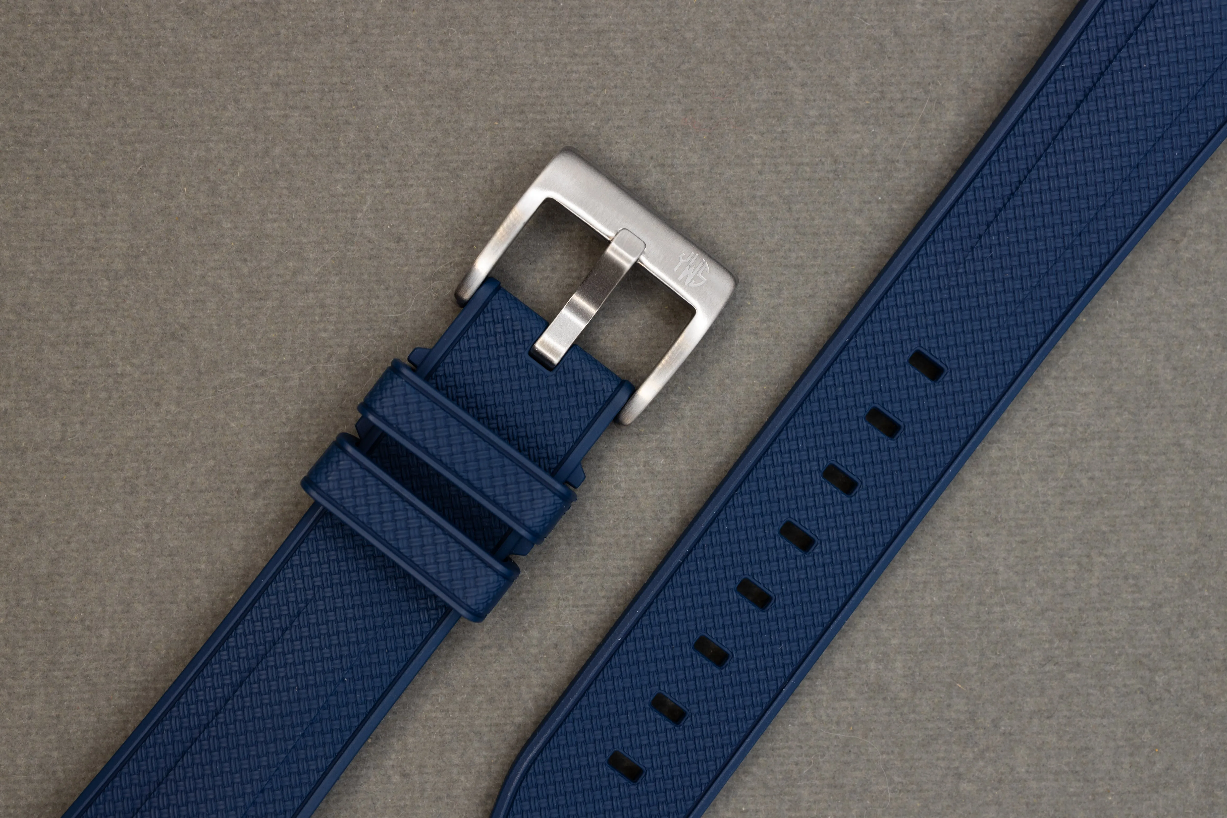 Navy Blue Premium Weaved FKM Rubber Strap 20mm